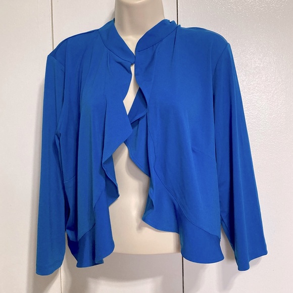 BOB MACKIE Wearable Art Cardigan Womens Large Navy Blue White Preppy Coastal 1X - Picture 2 of 12